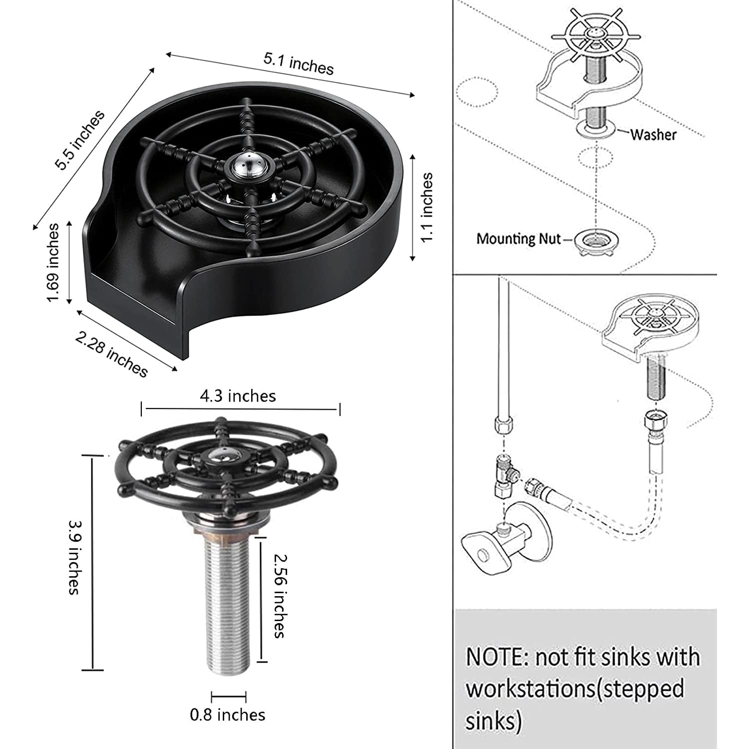 Cup Washer Faucet Glass Cleaner Tool