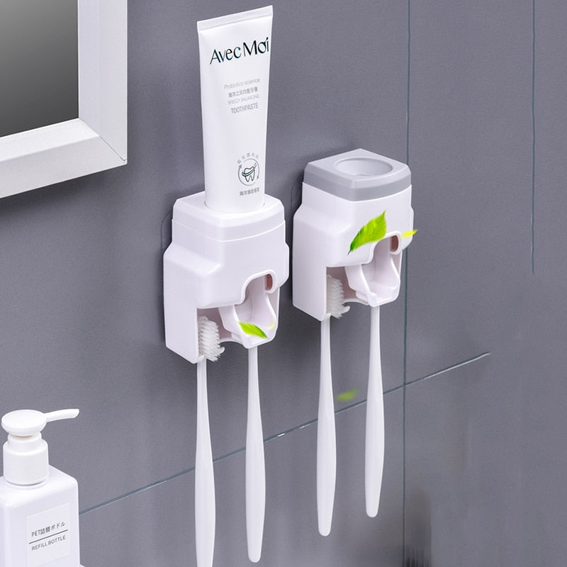 Toothpaste Dispenser with Toothbrush Holde