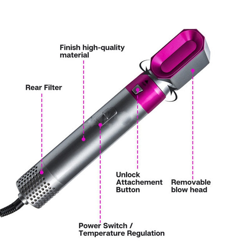 5 In 1 Electric Hair Brush Dryer Airflow Curler