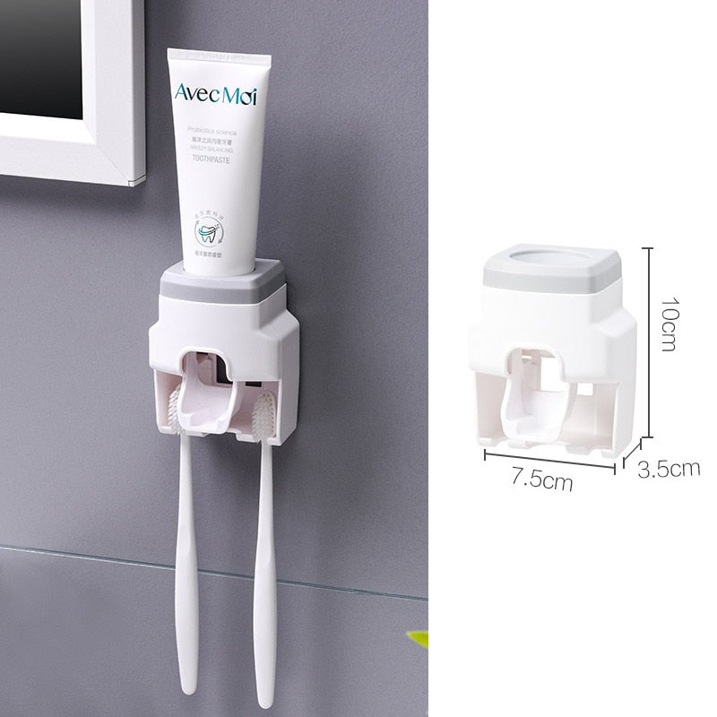 Toothpaste Dispenser with Toothbrush Holde