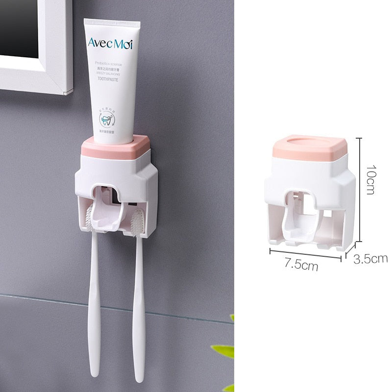 Toothpaste Dispenser with Toothbrush Holde