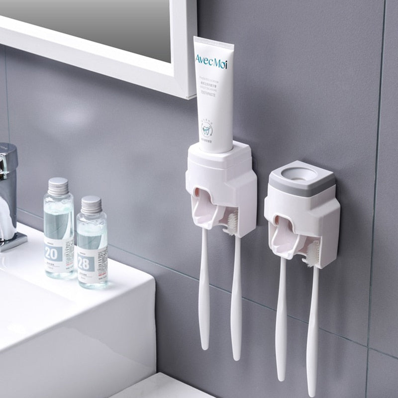 Toothpaste Dispenser with Toothbrush Holde