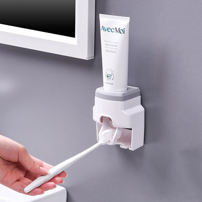 Toothpaste Dispenser with Toothbrush Holde